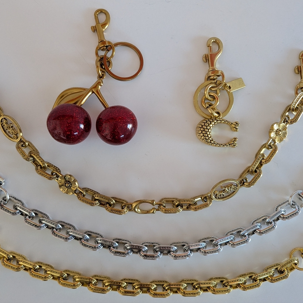 Luxury Style Bag Charm & Chain Strap Set - Cherry & Icon Designs